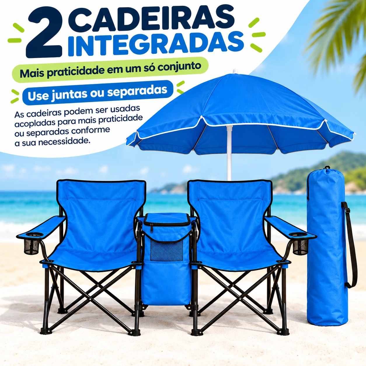 Duas cadeiras integradas e opções de uso.