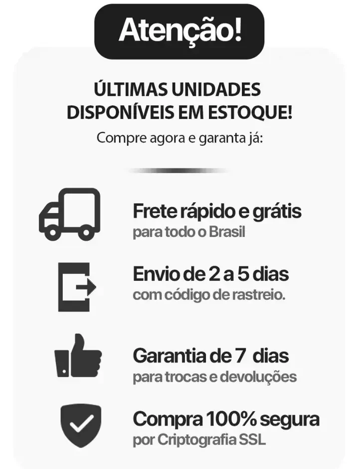 Informações de frete, envio, trocas e segurança da compra.